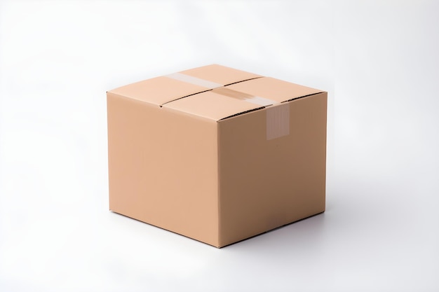 A brown cardboard box with tape on it