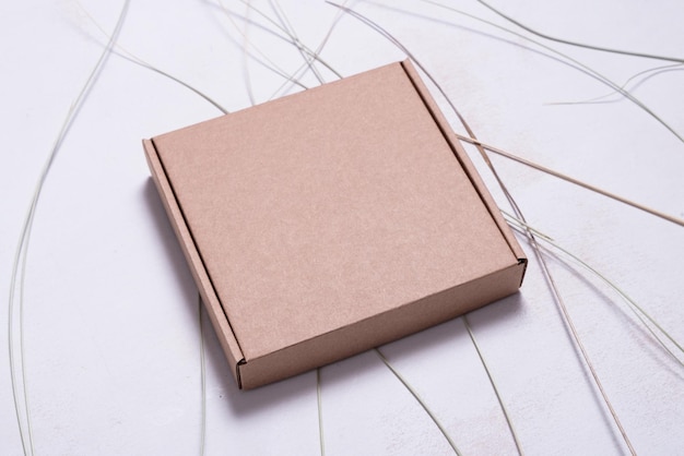 Brown cardboard carton box on  background