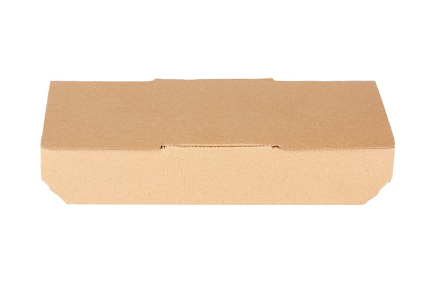 Brown Cardboard Fast Food Box, Packaging For Lunch, Chinese Food Box with Copy Space for Your Design on a white background