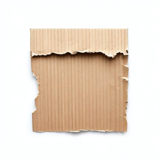 Photo brown cardboard paper piece isolated on a white background generative ai