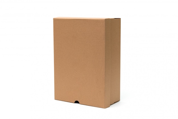 Photo brown cardboard shoes box for shoe or sneaker product packaging