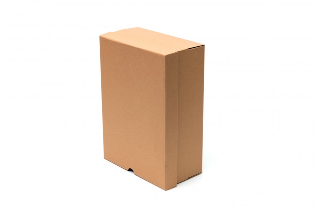 Brown cardboard shoes box with lid for shoe or sneaker product packaging