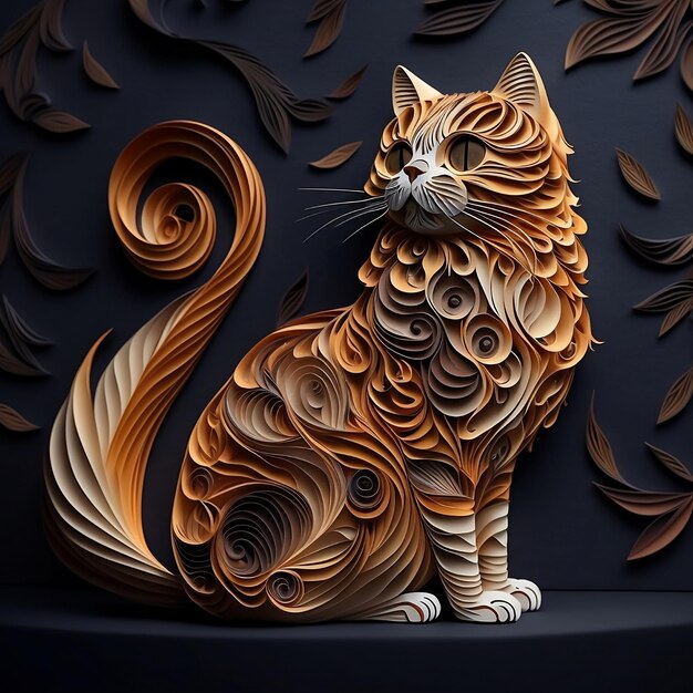 Premium AI Image | A brown cat with a tail