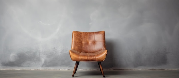 Photo brown chair alone on a grey backdrop