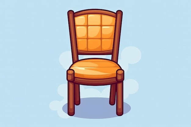 A brown chair with a yellow cushion on it