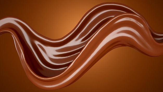 Photo brown chocolate splash background. 3d illustration, 3d rendering.