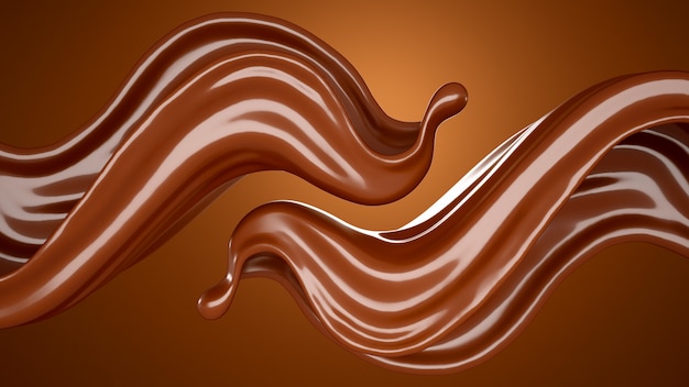 Brown chocolate splash background. 3d rendering.