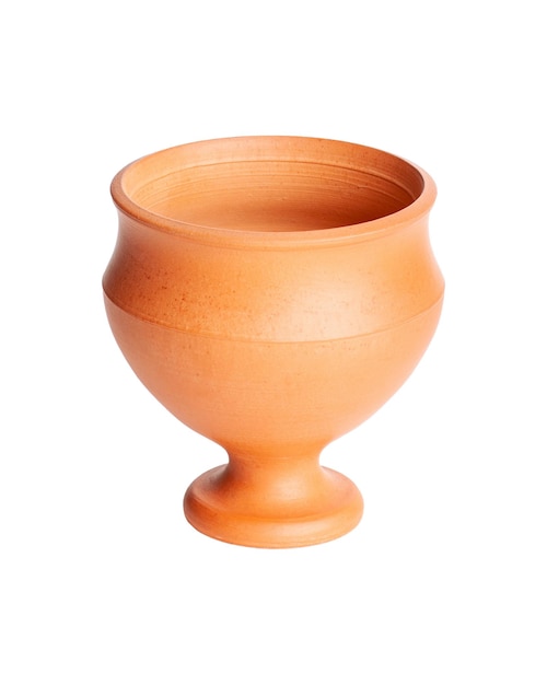 A brown clay bowl isolated on a white background