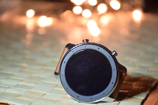 brown clock with backlights