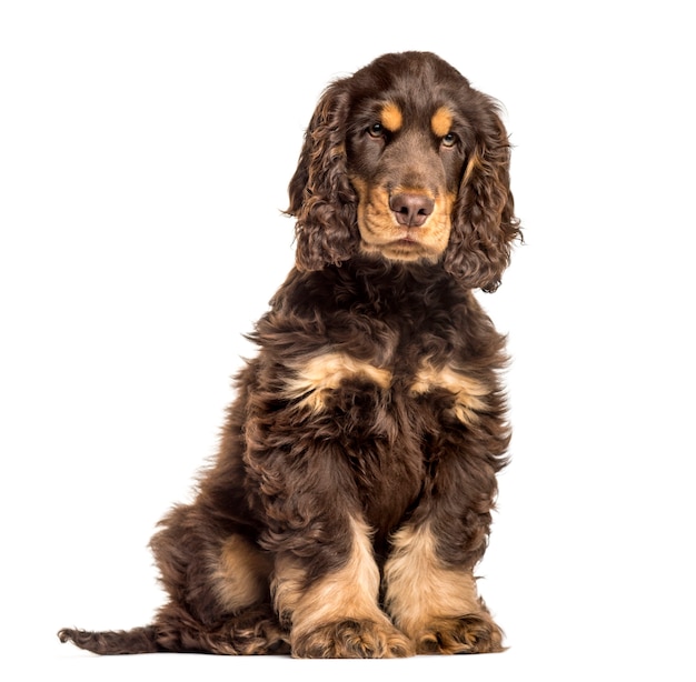 Brown cocker spaniel dog sitting