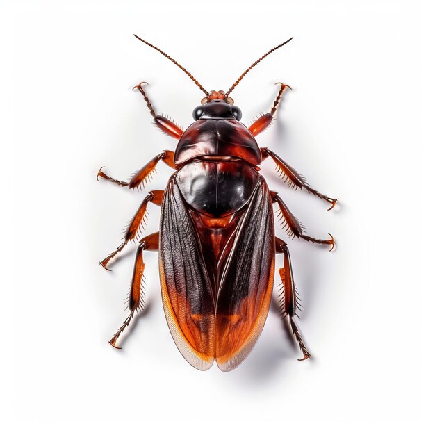 A brown cockroach with a white background