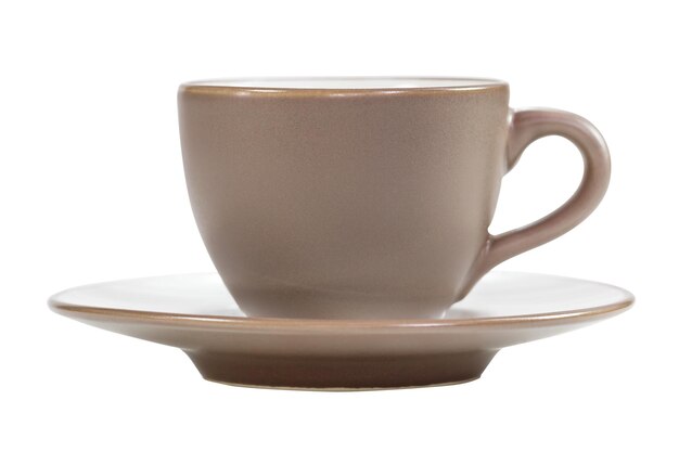 Brown coffee cup and saucer