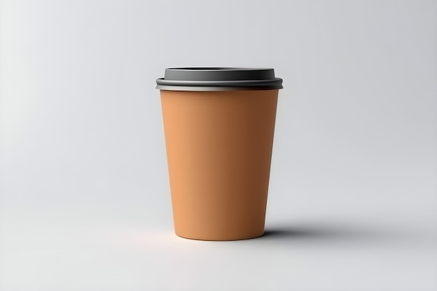 「コーヒー」と書かれた蓋が付いた茶色のコーヒー カップ