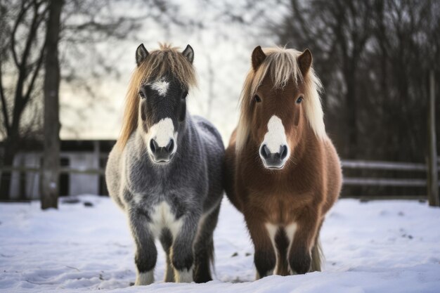 Brown cold horses snow white nature winter mane animal mammal