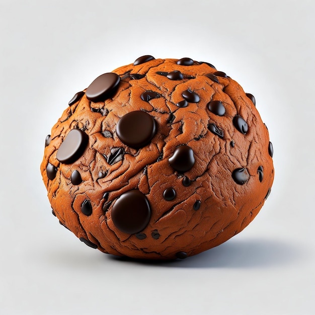 A brown cookie with chocolate chips on it