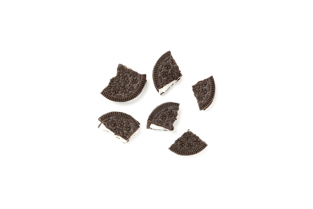 Brown cookies isolated on white background.