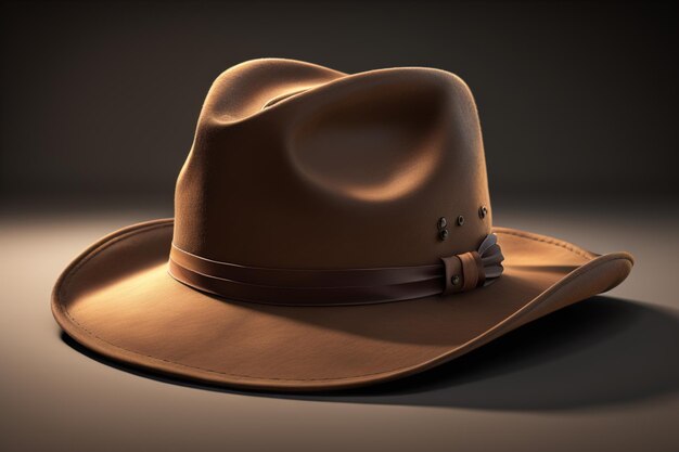 Brown cowboy hat on a dark background generative ai