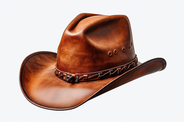 Brown cowboy hat Isolated on a White Background Generative Ai