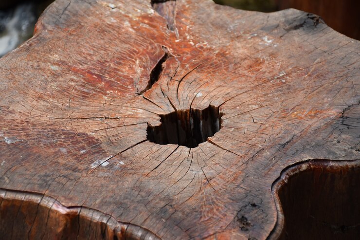 Photo  brown crack wood in garden