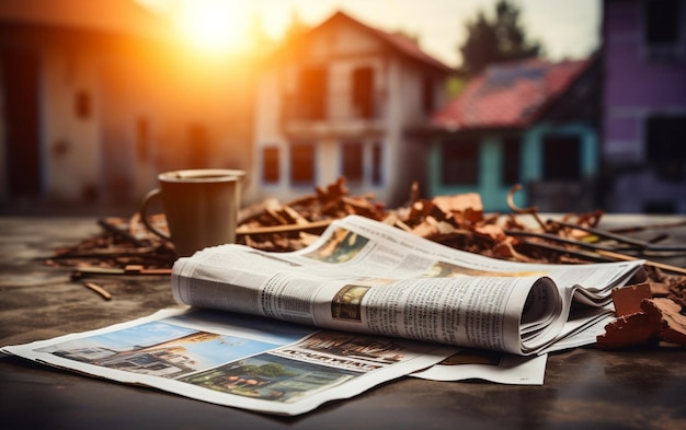House Generative AI 앞의 갈색 컵과 신문