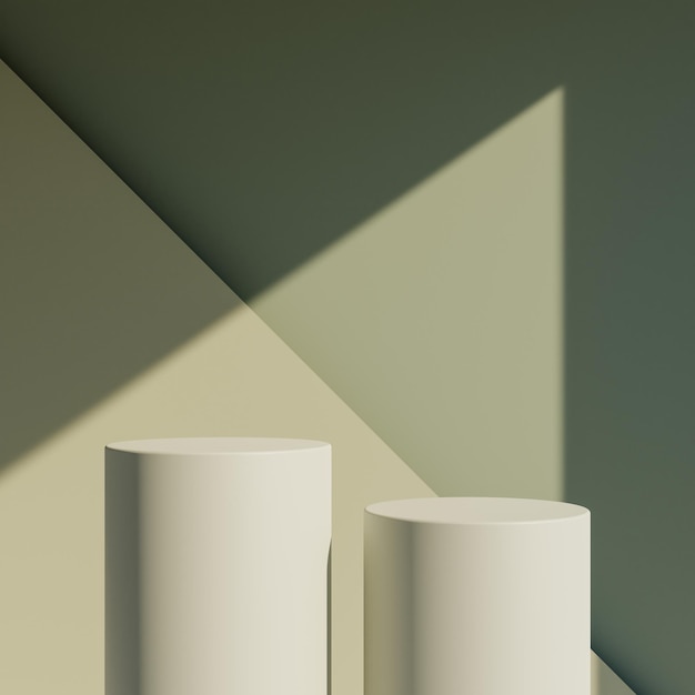 茶色の円柱と形状の表彰台の最小限の製品表示台座の背景