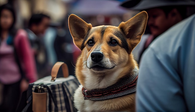 Photo brown dog in the market