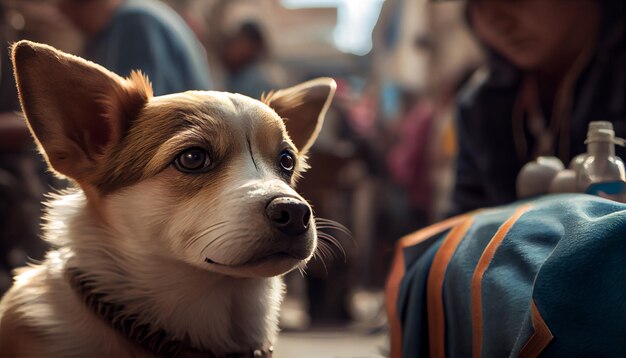 Photo brown dog in the market