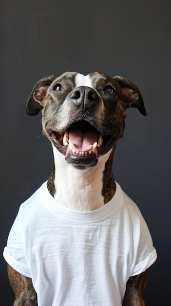 Photo brown dog wearing white shirt