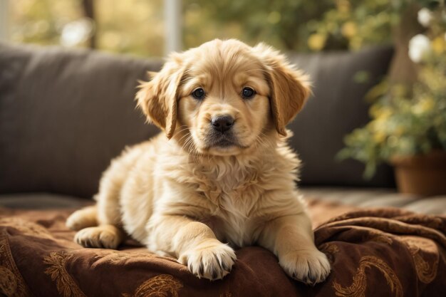 Brown dog with belt into his head