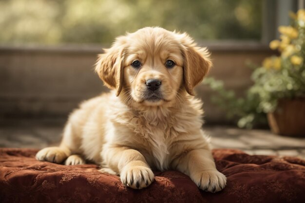 Brown dog with belt into his head