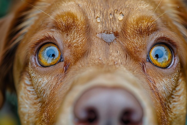 Photo a brown dog with a brown nose and a brown eye that has a brown spot on it