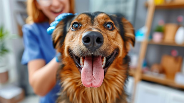 舌を出した茶色い犬 生成人工知能