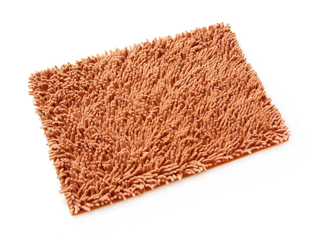 Brown doormat for clean and wipe foot on white background