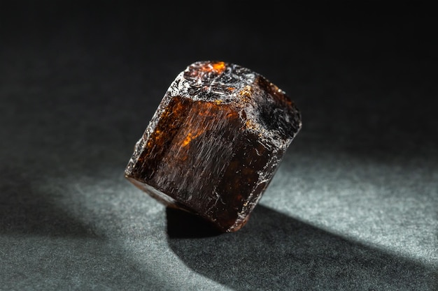 Brown Dravite Tourmaline Crystal Back Lit on Black