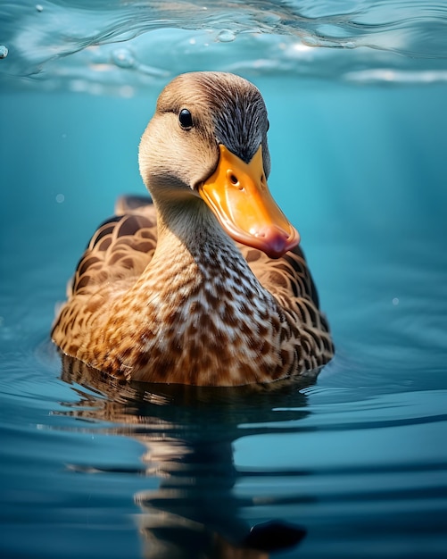 Brown Duck On Water