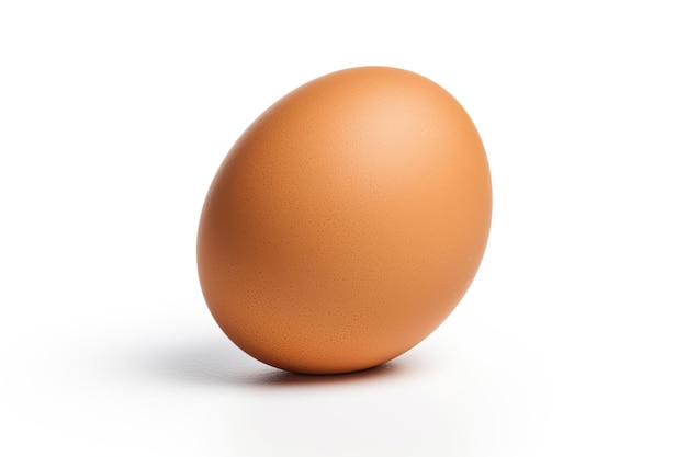 Brown egg alone on white background