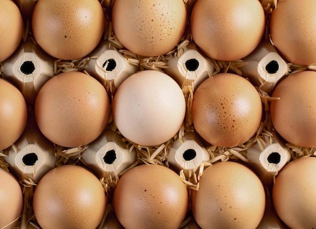 a brown egg with a white egg inside of it