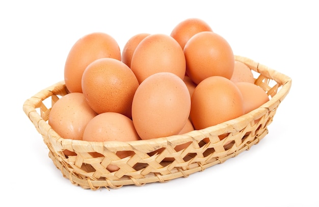 Brown eggs in a basket