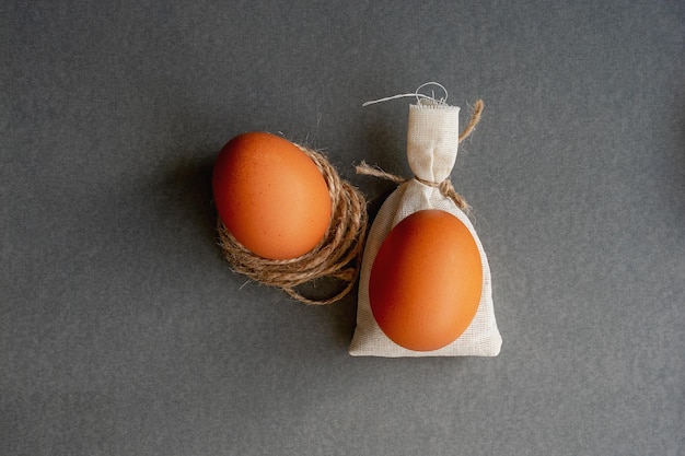 Brown eggs on a dark background