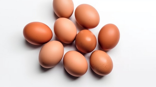 brown eggs isolated on white background