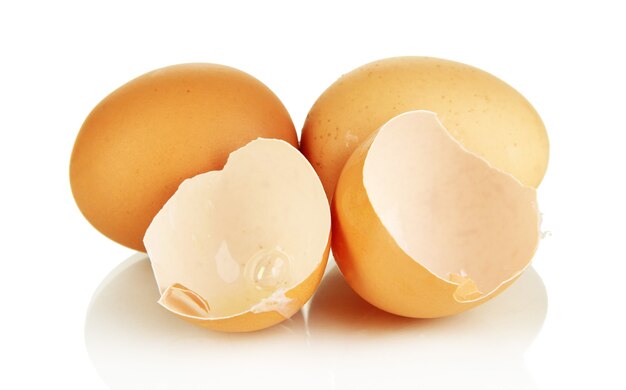 Коричневые яйца, изолированные на белом фоне
