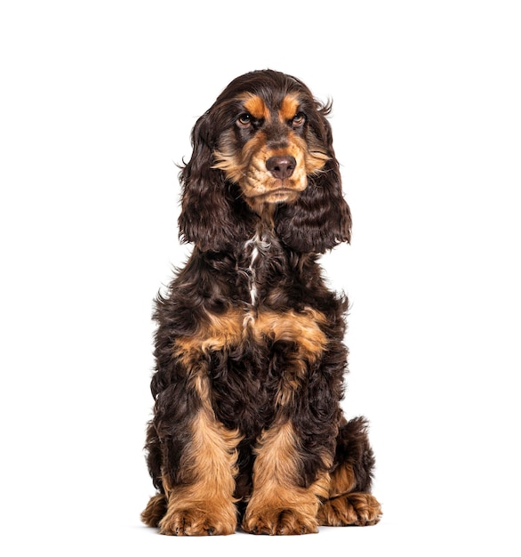 Brown English cocker spaniel dog isolated on white