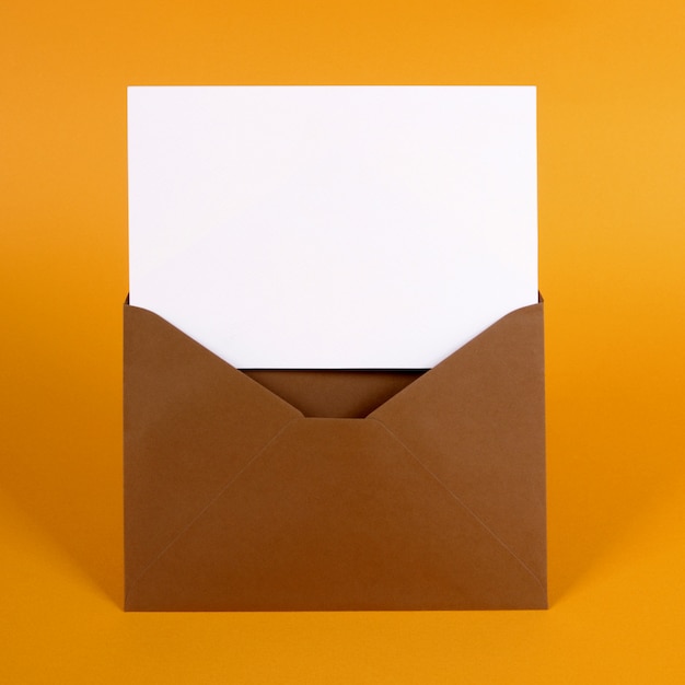 Brown envelope with blank message card