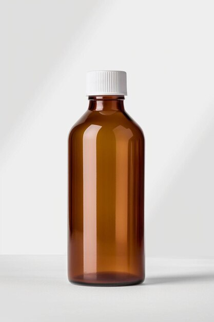 a brown glass bottle with a white cap