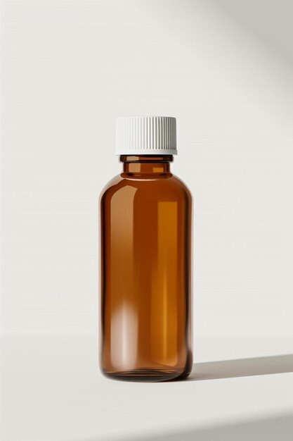 Photo a brown glass bottle with a white lid