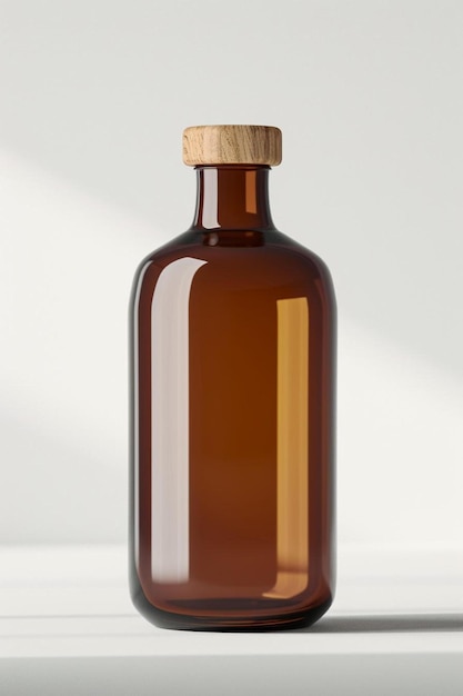 Photo a brown glass bottle with a wooden lid