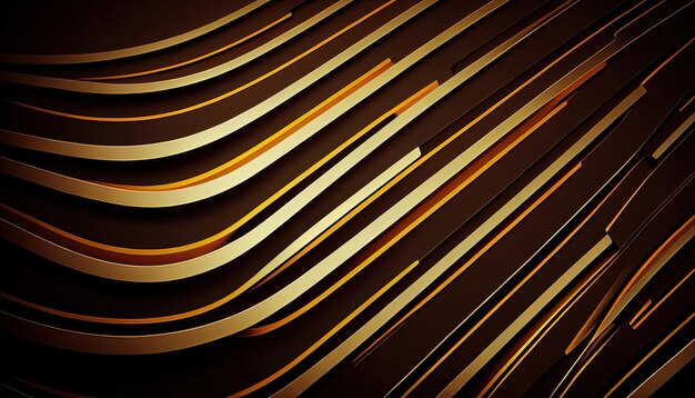 Photo brown and gold background with curved and straight lines