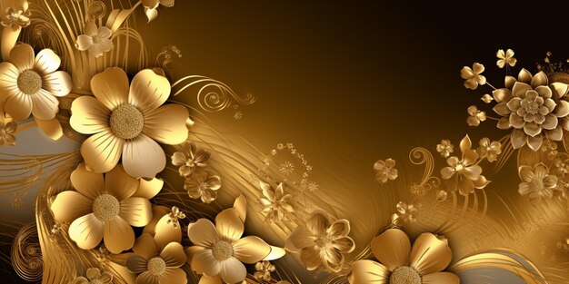 A brown and gold background with flowers and the words gold on it