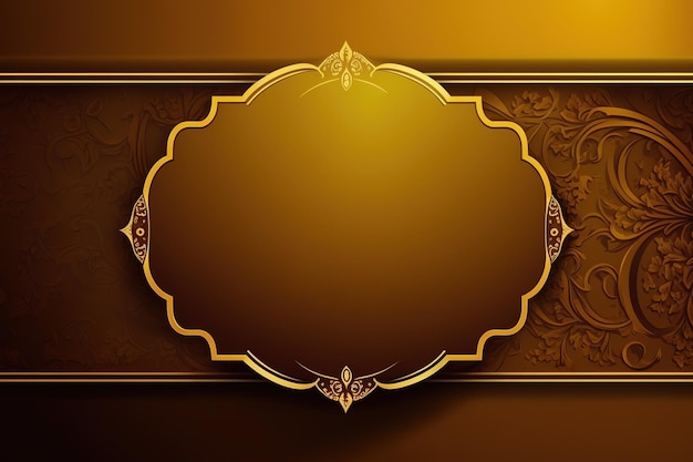 A brown and gold background with a gold frame and a floral pattern.