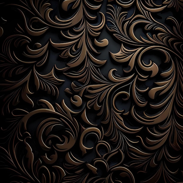 A brown and gold design is shown on a black background.